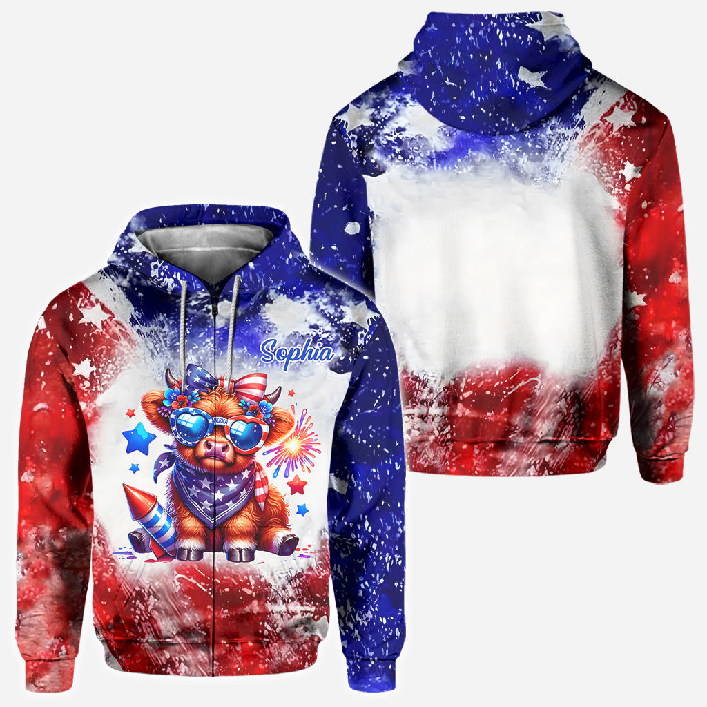 July 4th Highland Cow - Personalized Highland Cow All Over Shirt