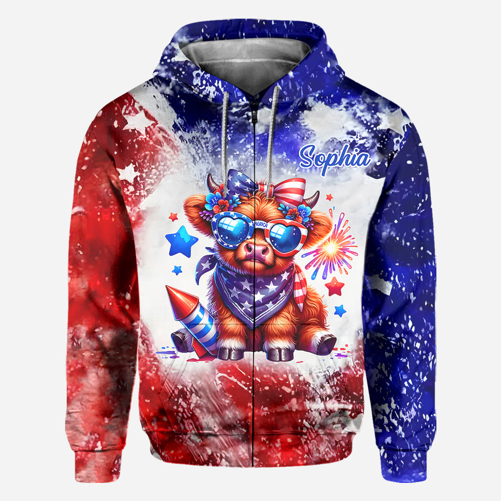 July 4th Highland Cow - Personalized Highland Cow All Over Shirt