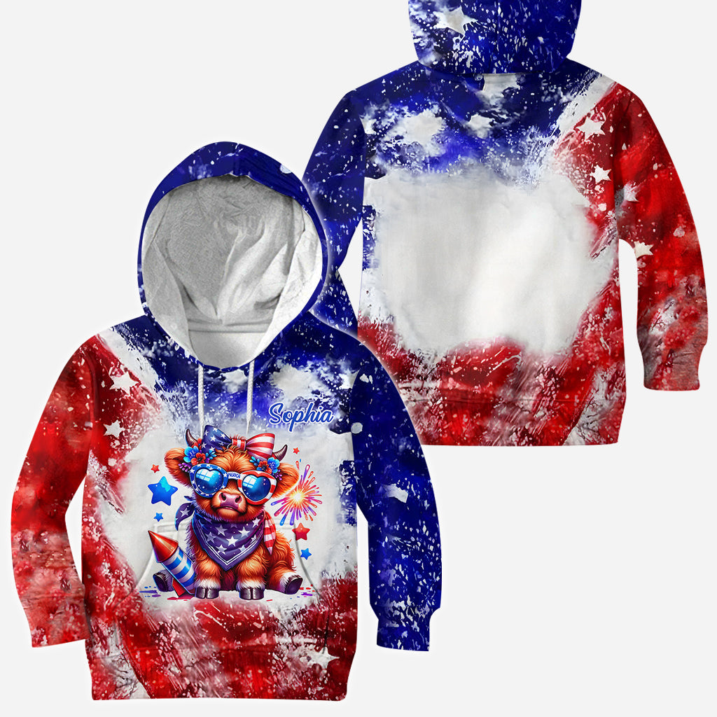 July 4th Highland Cow - Personalized Highland Cow All Over Shirt