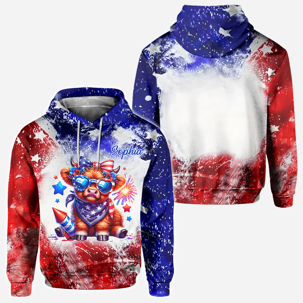 July 4th Highland Cow - Personalized Highland Cow All Over Shirt
