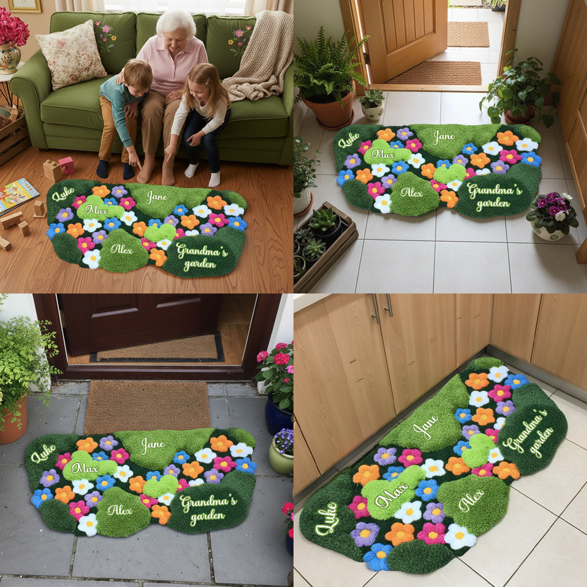 Grandma's Garden - Personalized Grandma Non-Slip Tufted Rug