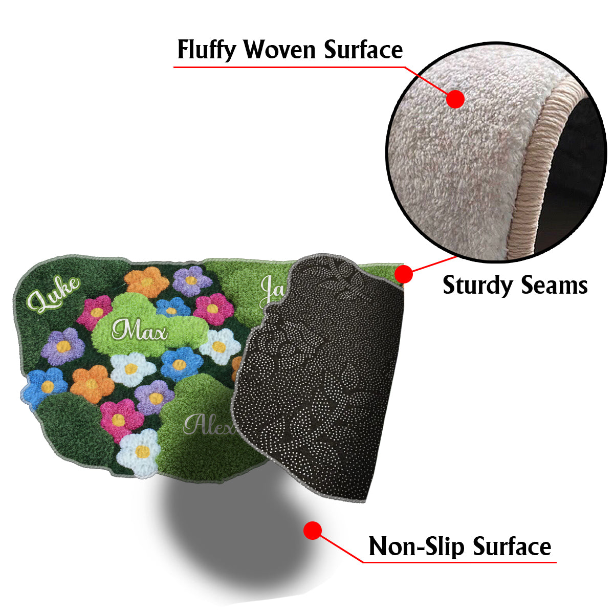 Grandma's Garden - Personalized Grandma Non-Slip Tufted Rug