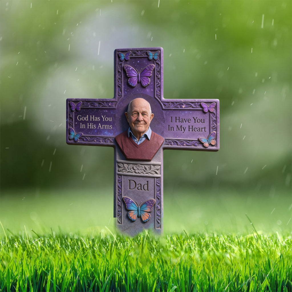 Any Photo God Has You In His Arm I Have You In My Heart - Personalized Memorial Acrylic Garden Sign/ Acrylic Plaque Sign