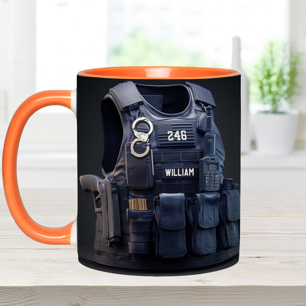 Police Bulletproof Vest - Personalized Police Officer Accent Mug