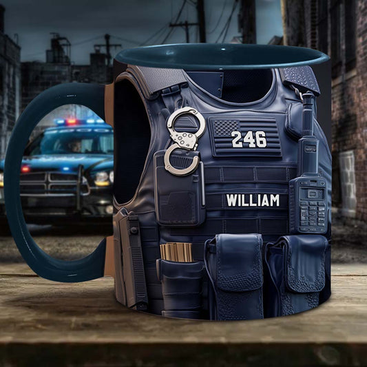 Police Bulletproof Vest - Personalized Police Officer Accent Mug