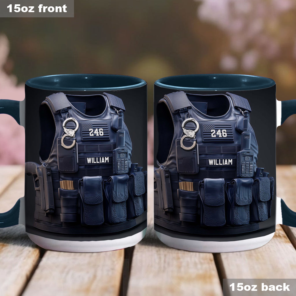 Police Bulletproof Vest - Personalized Police Officer Accent Mug
