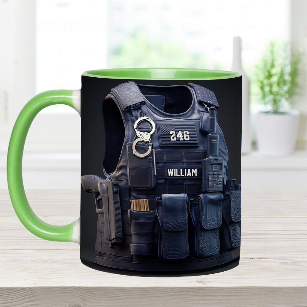 Police Bulletproof Vest - Personalized Police Officer Accent Mug