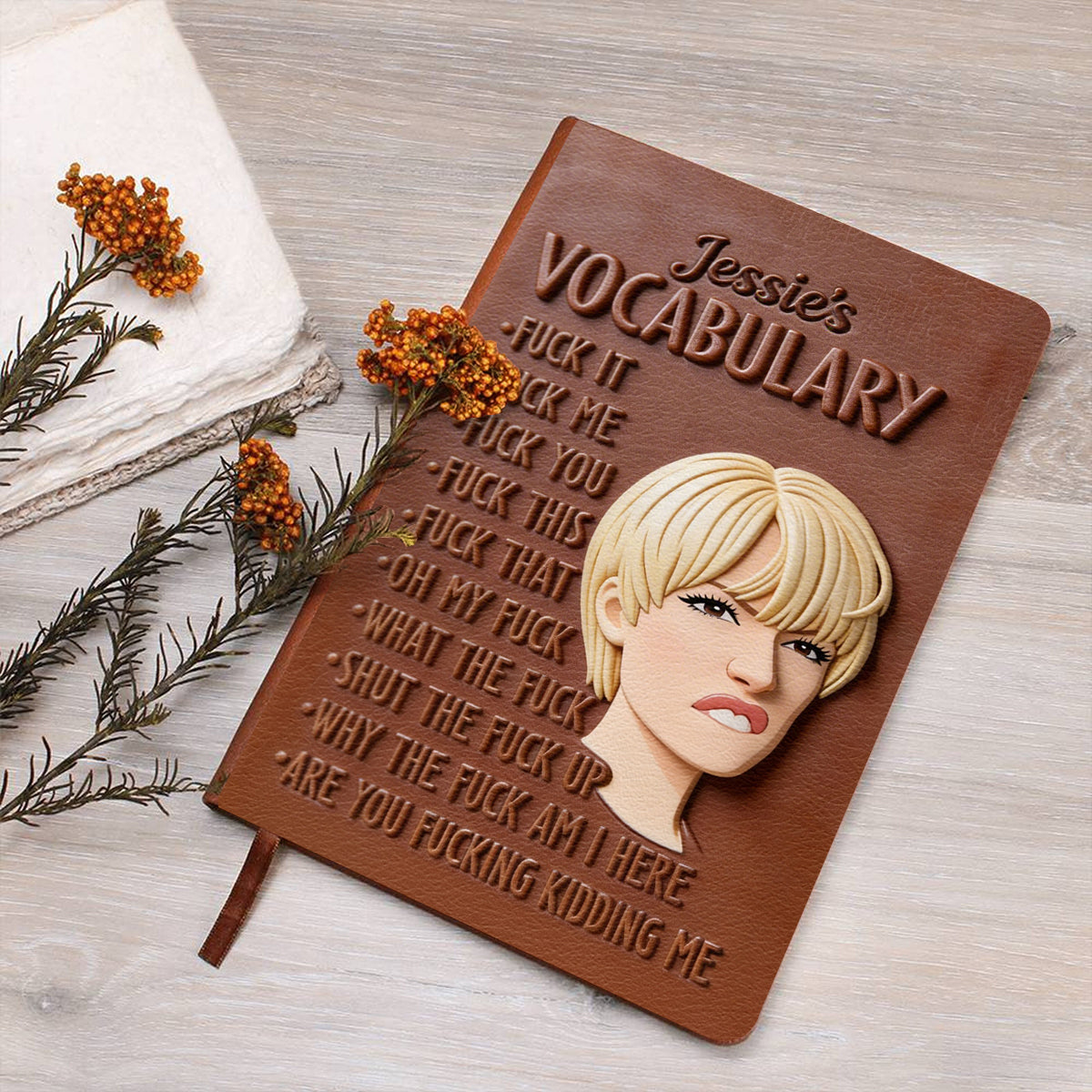 Vocabulary - Custom Job Title - Fun Gifts - Personalized Colleague Leather Journal