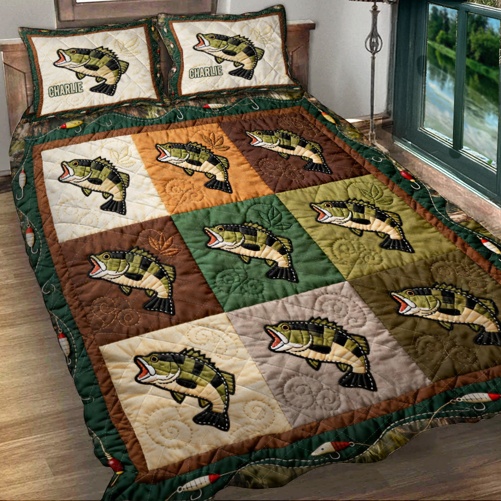 Love Fishing - Personalized Fishing Quilt Set