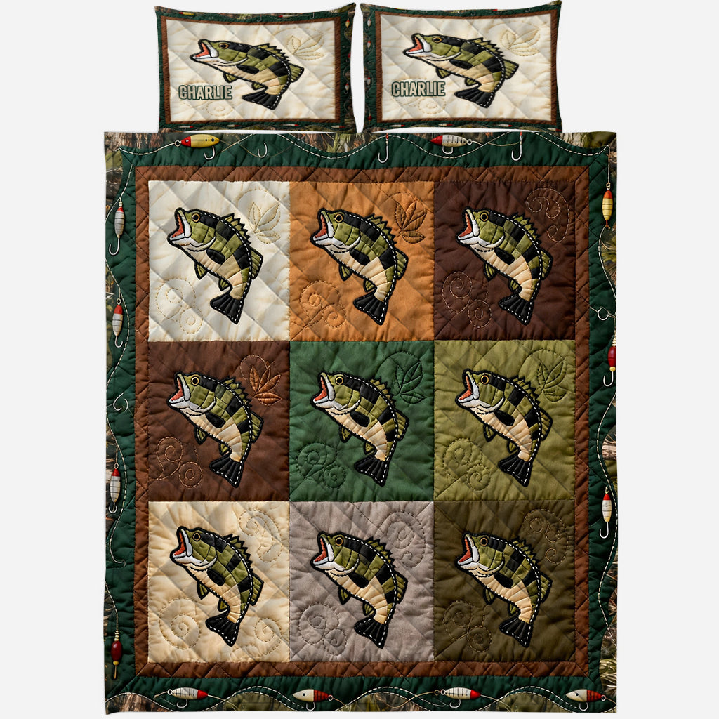 Love Fishing - Personalized Fishing Quilt Set