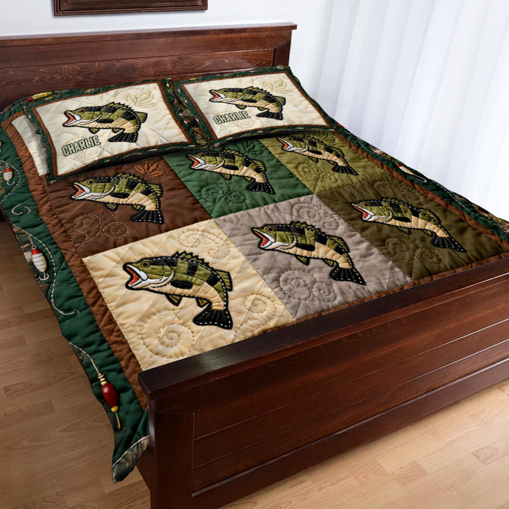 Love Fishing - Personalized Fishing Quilt Set