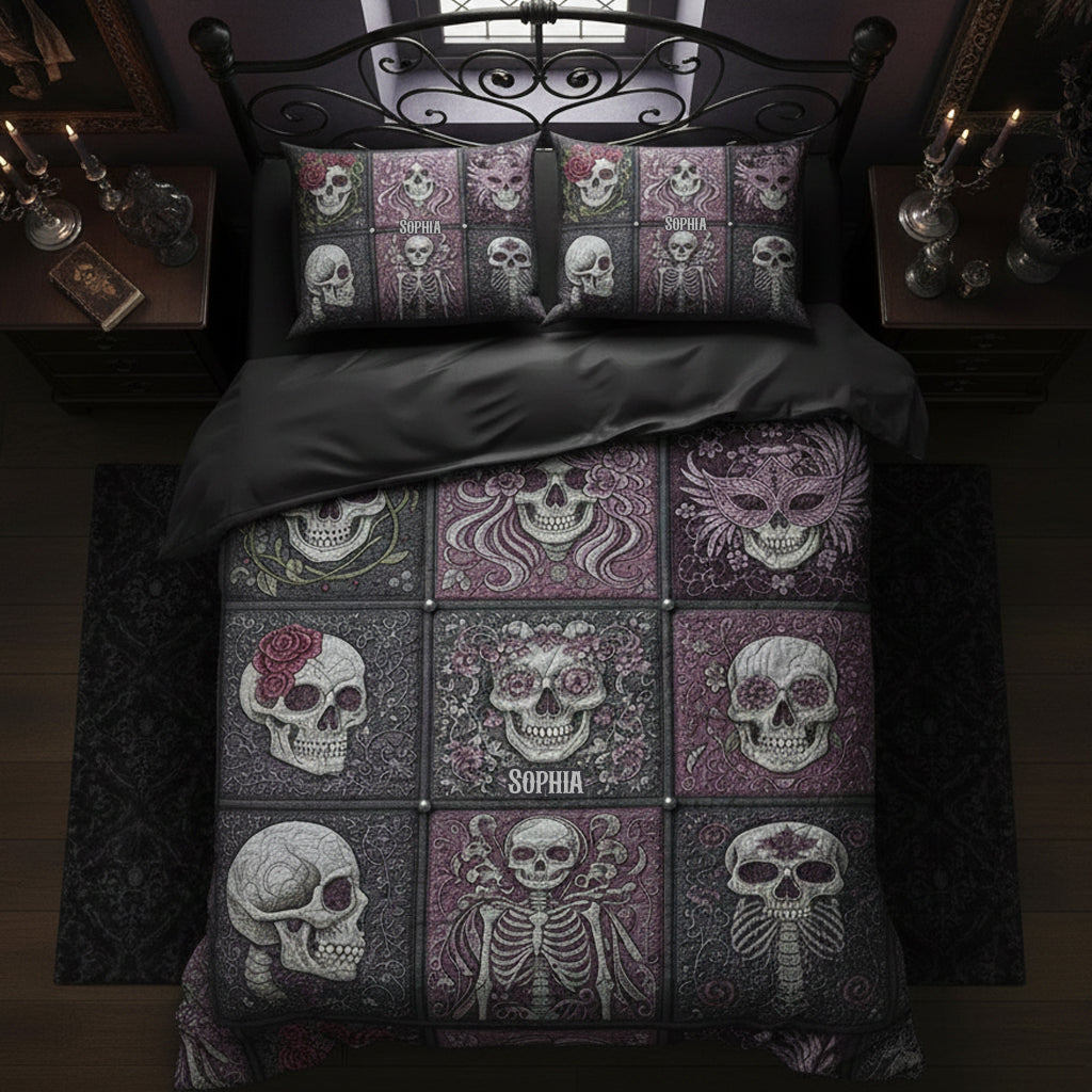 Love Skull - Personalized Skull Quilt Set