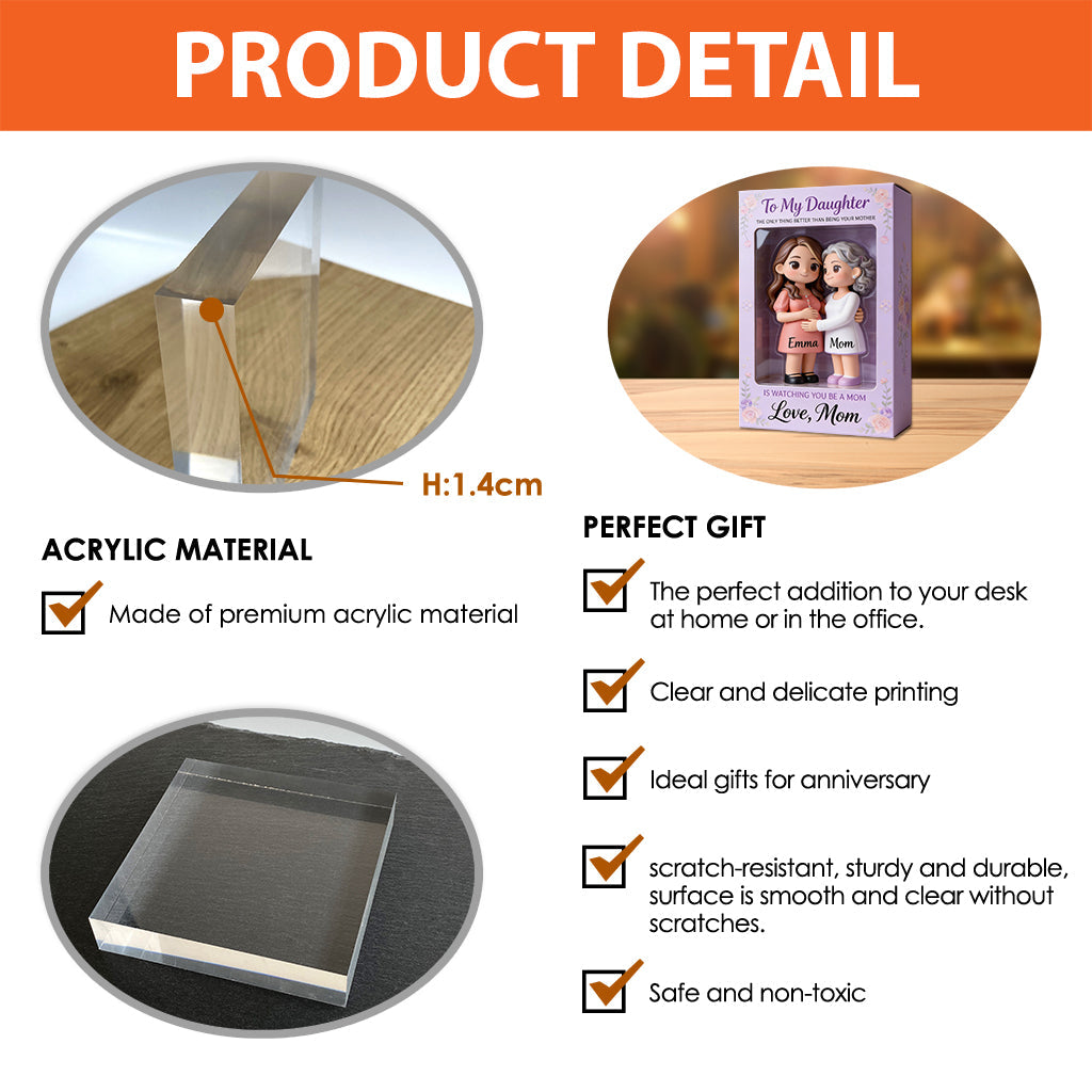 Watching You Be A Mom - Personalized Daughter Custom Shaped Acrylic Plaque