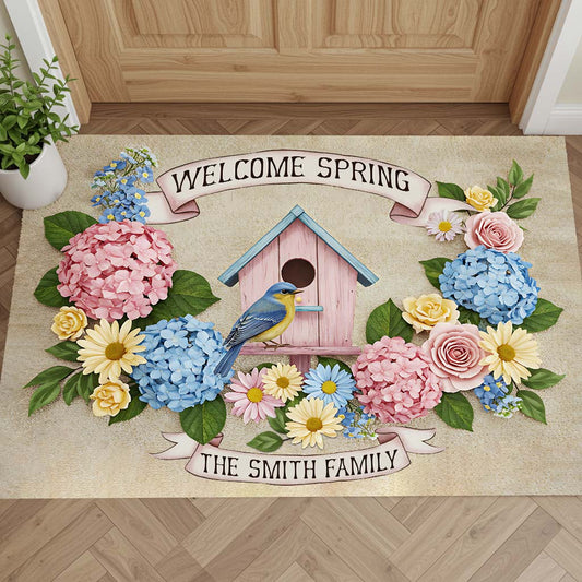 Welcome Spring - Personalized Family Doormat