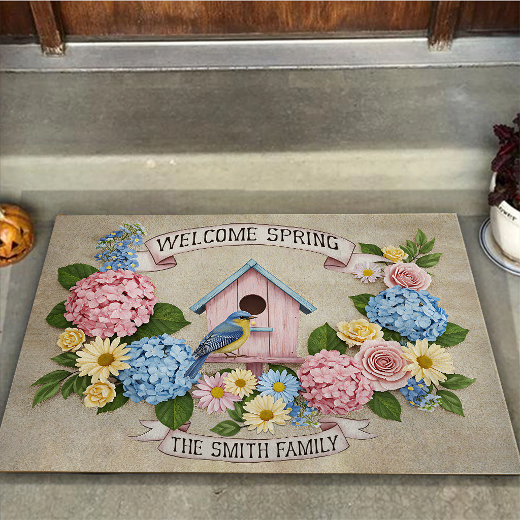 Welcome Spring - Personalized Family Doormat