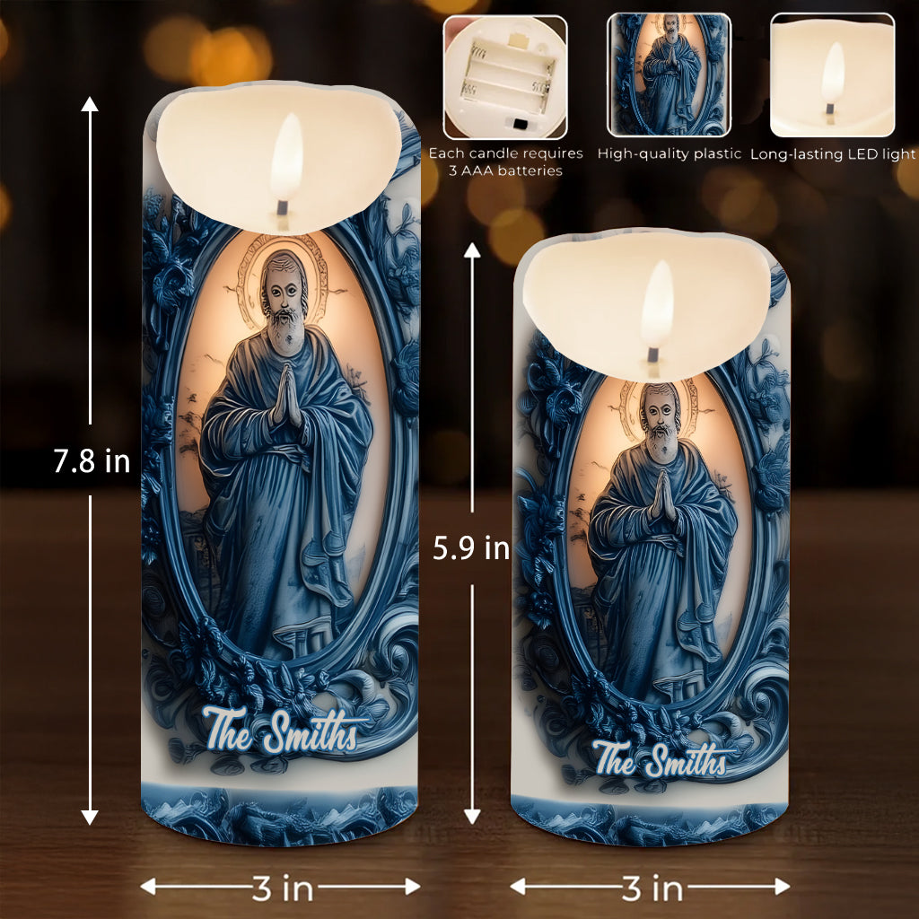 Catholic Saints - Personalized Christian Flameless Candle