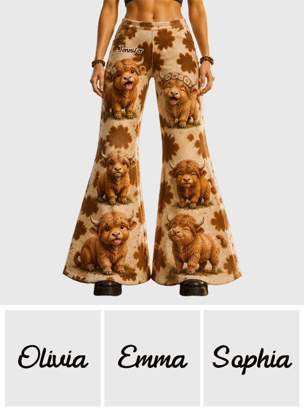Cowgirl Gift - Personalized Highland Cow Flare Leggings
