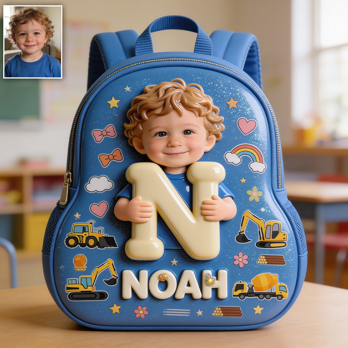 Custom Photo, Alphabet, Any Theme - Personalized Kid Changeable Leather Patch Backpack