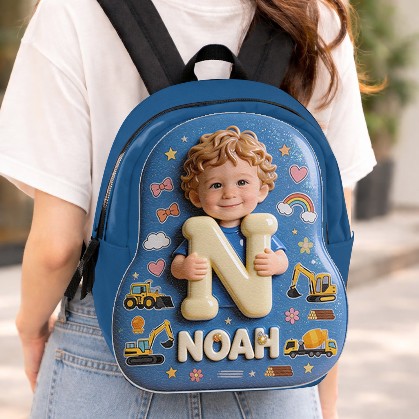 Custom Photo, Alphabet, Any Theme - Personalized Kid Changeable Leather Patch Backpack