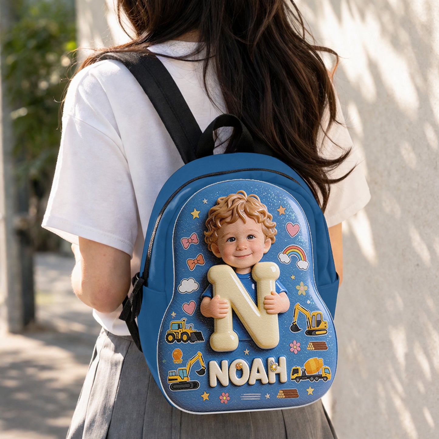 Custom Photo, Alphabet, Any Theme - Personalized Kid Changeable Leather Patch Backpack
