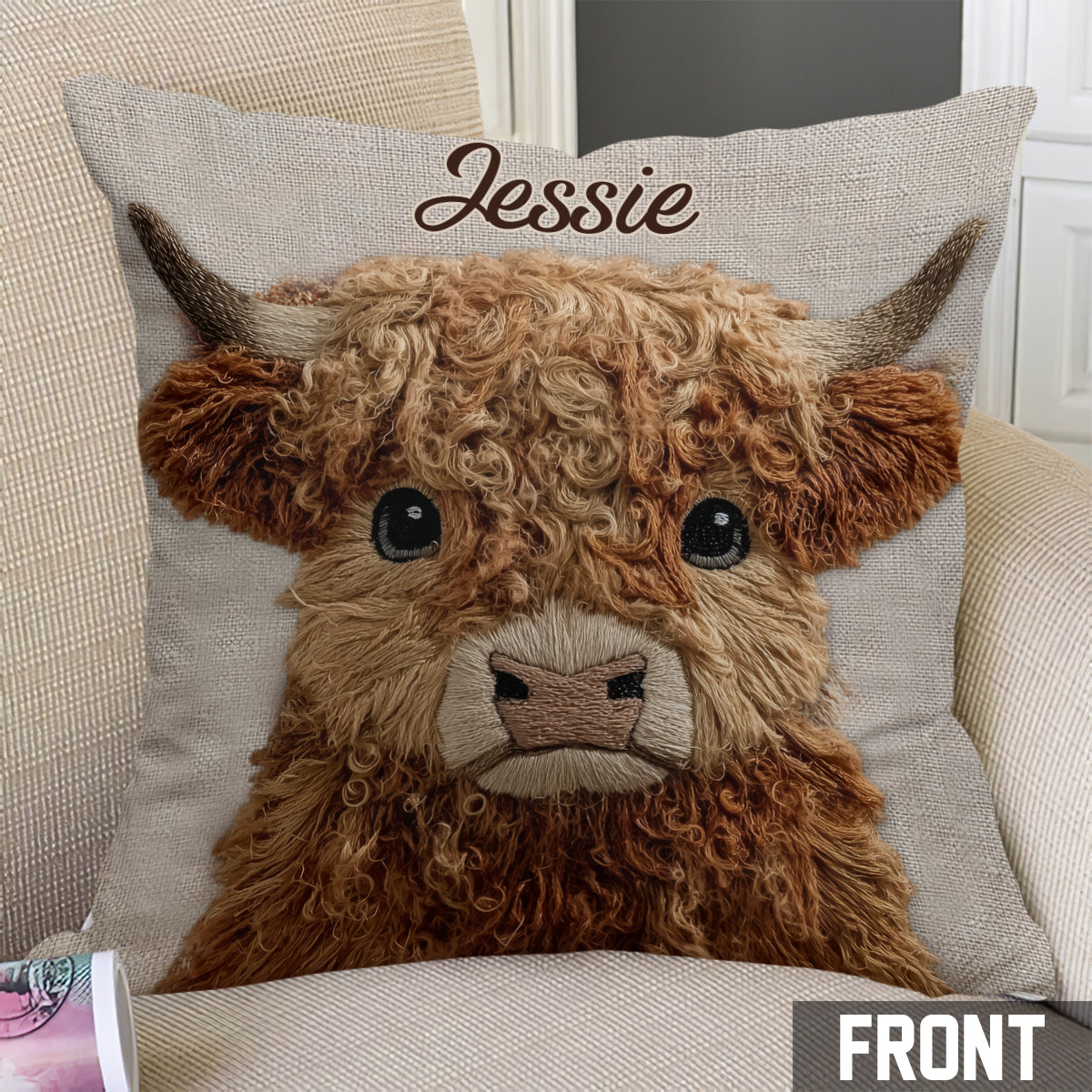 Cute Highland Cow - Personalized Highland Cow Throw Pillow