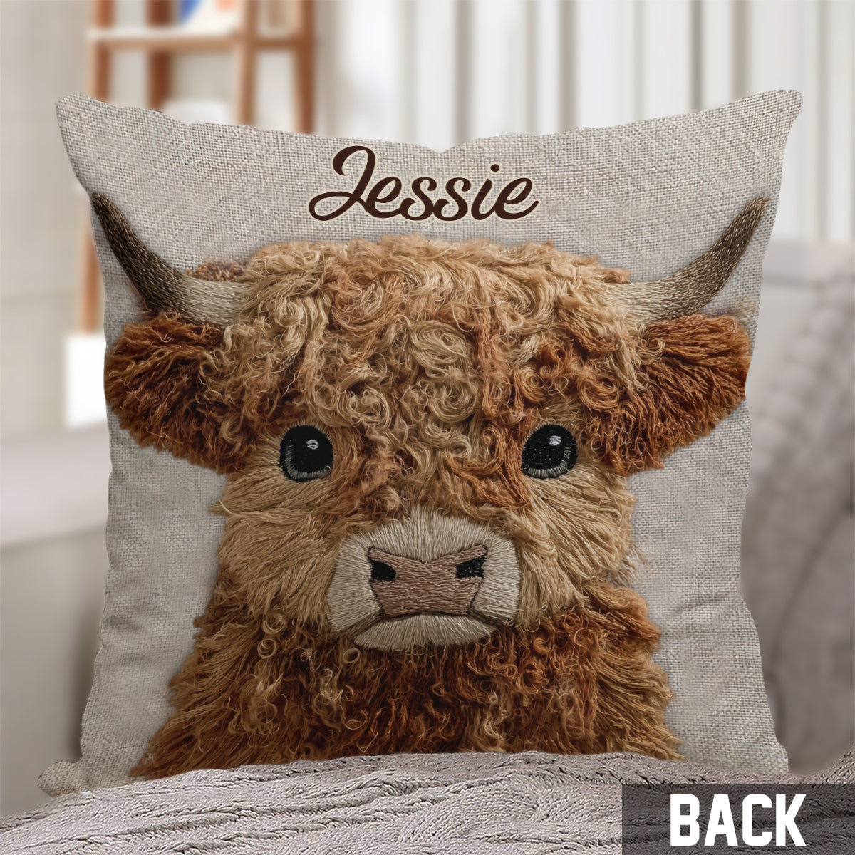 Cute Highland Cow - Personalized Highland Cow Throw Pillow