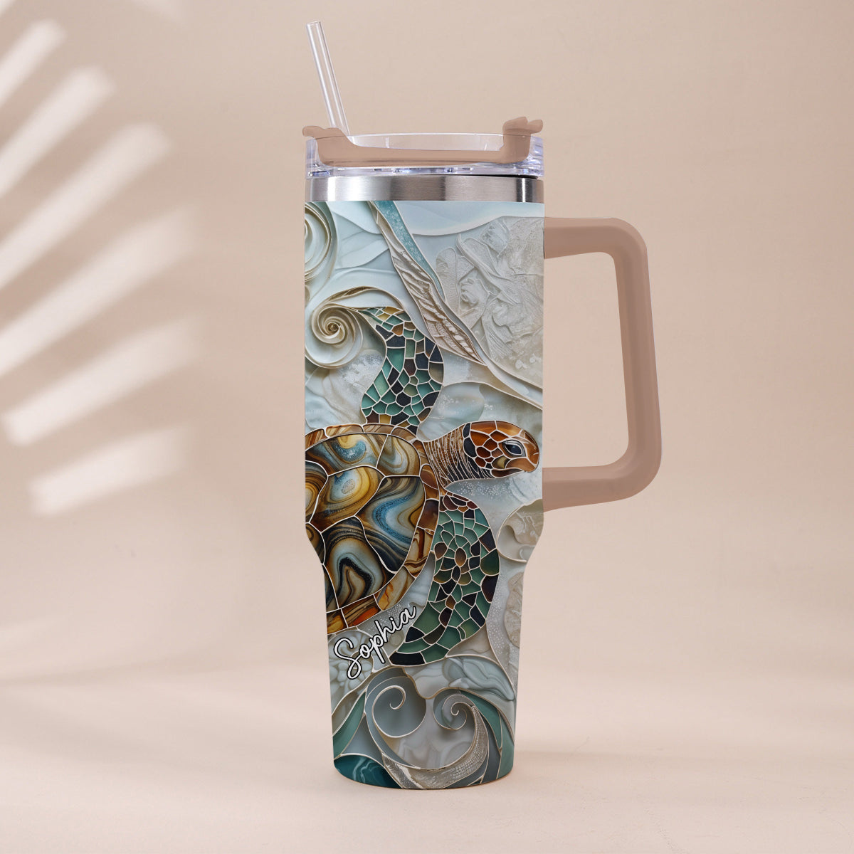 Love Turtles - Personalized Turtle Tumbler With Handle