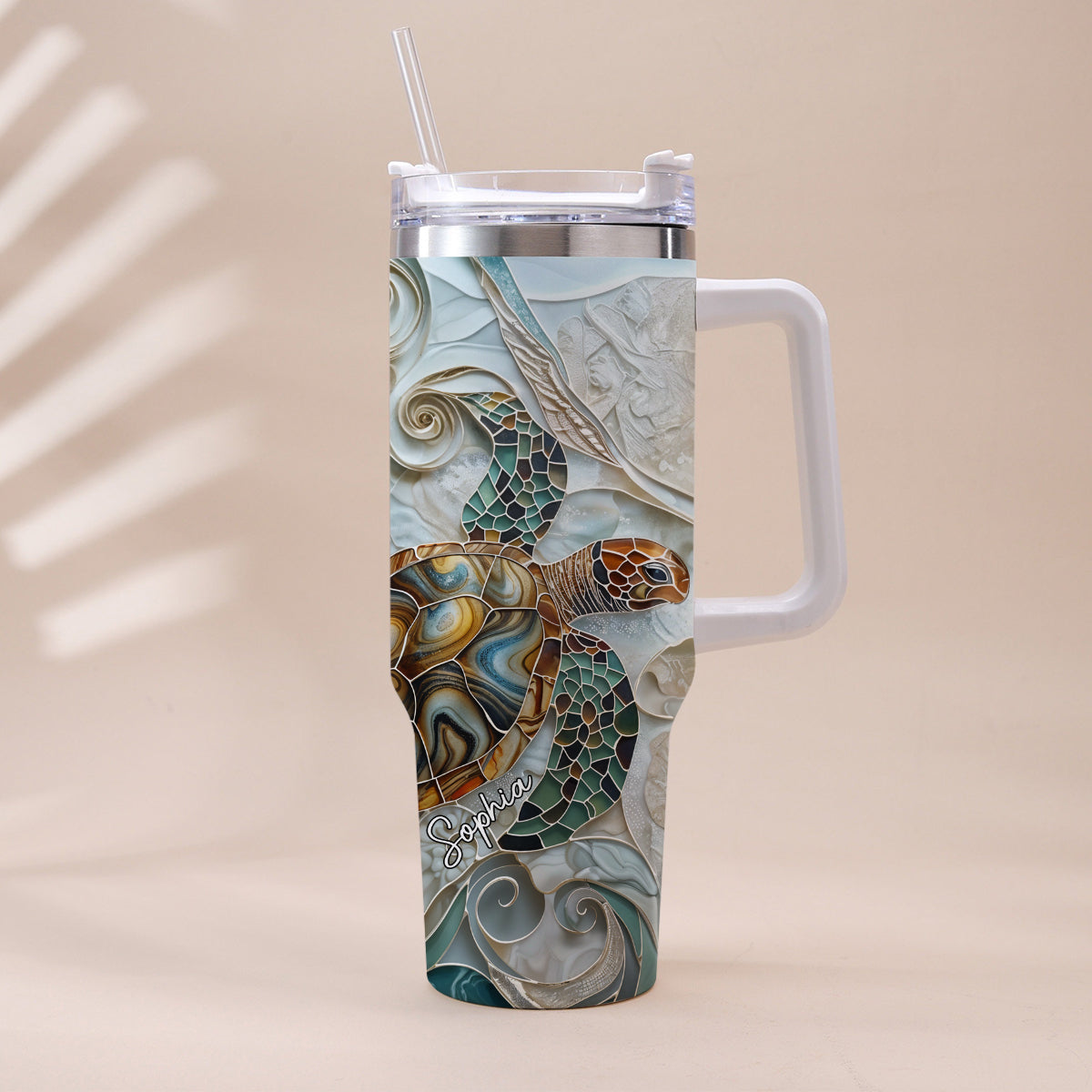 Love Turtles - Personalized Turtle Tumbler With Handle