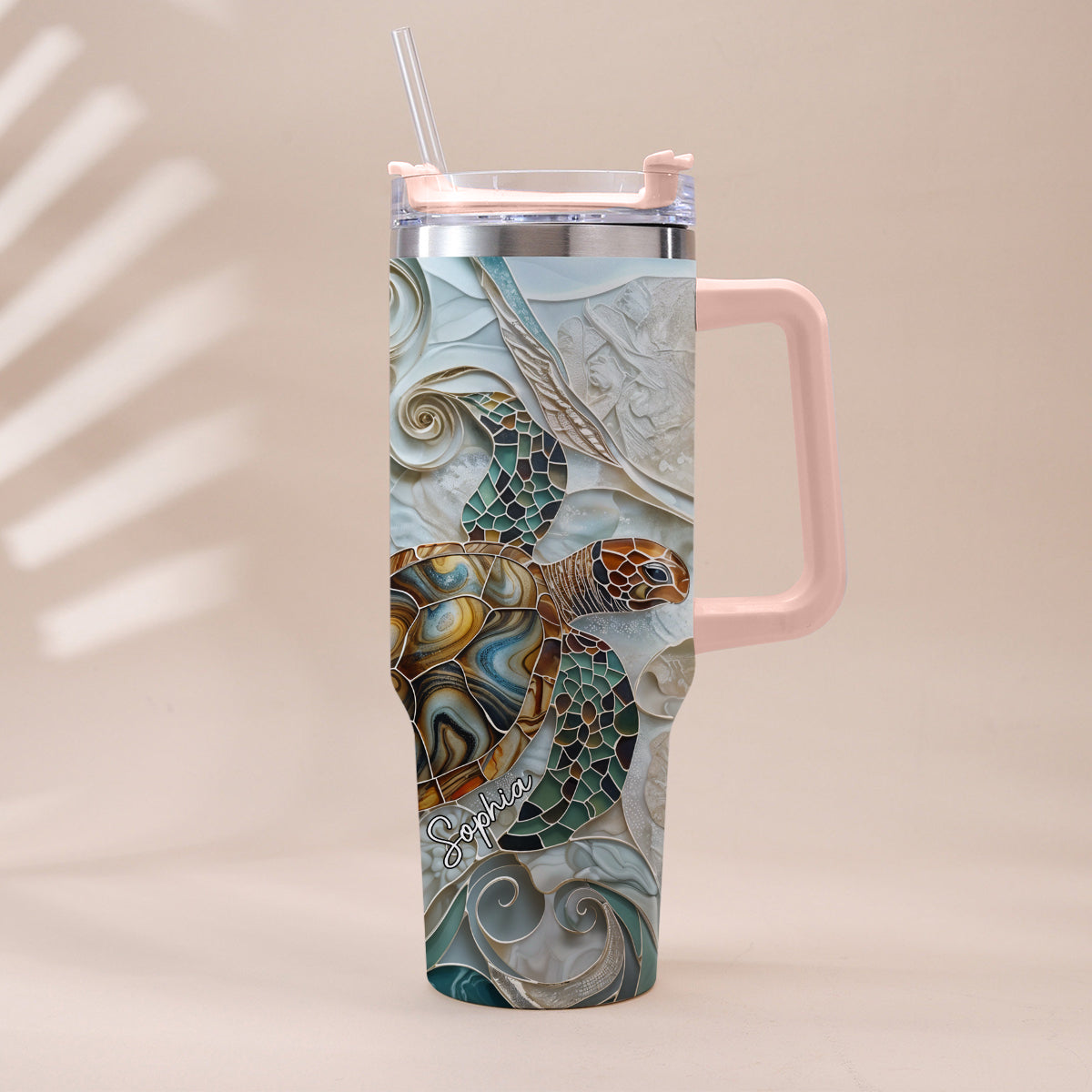 Love Turtles - Personalized Turtle Tumbler With Handle