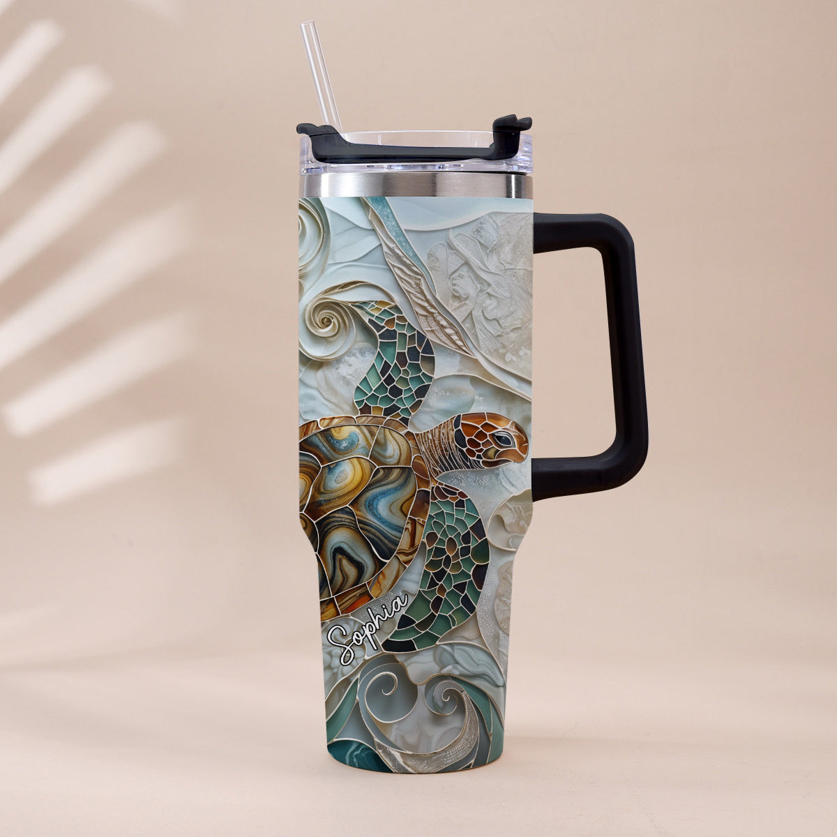 Love Turtles - Personalized Turtle Tumbler With Handle