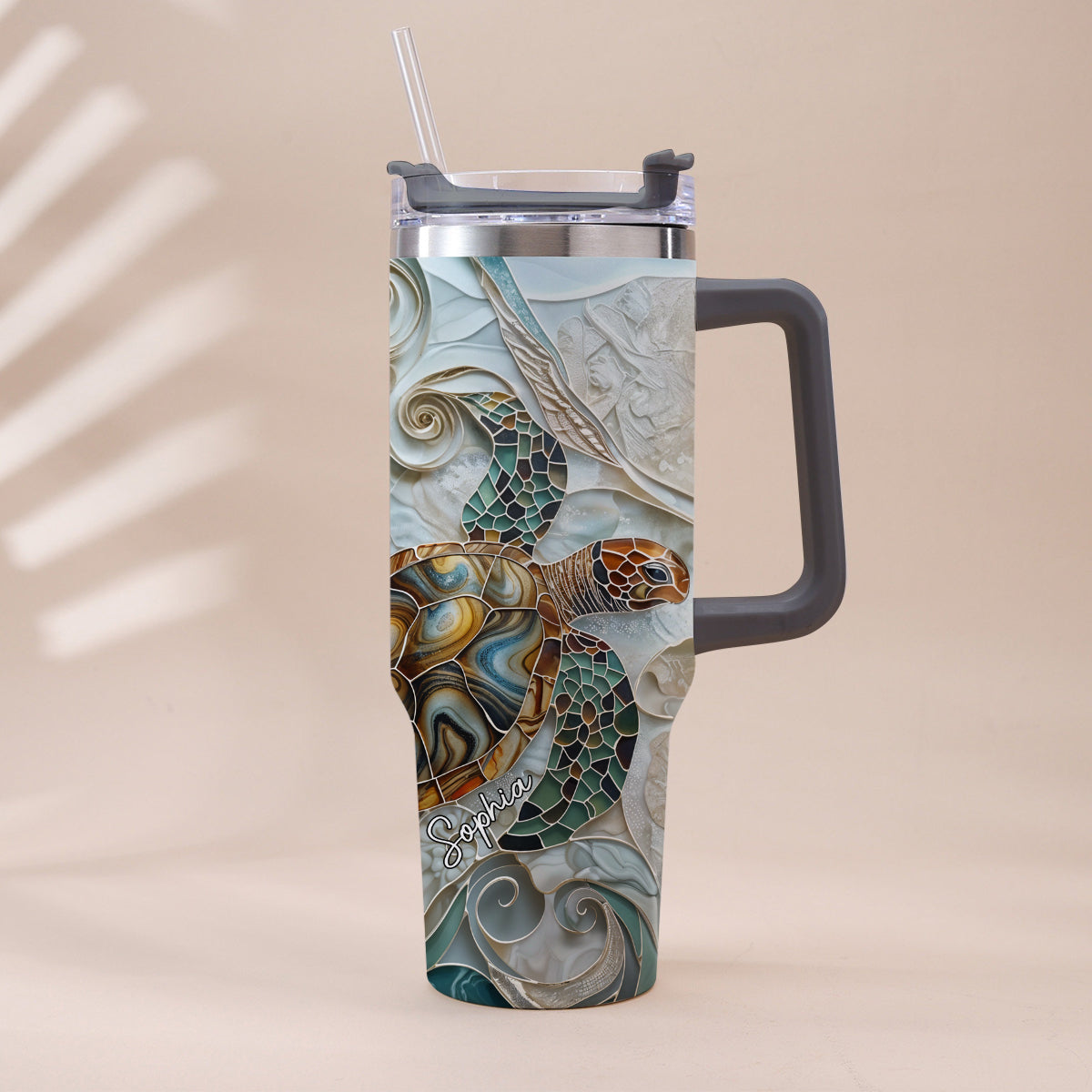 Love Turtles - Personalized Turtle Tumbler With Handle