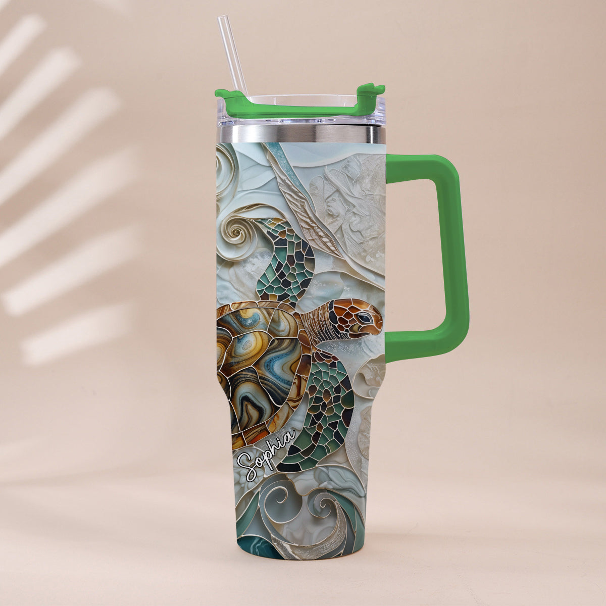 Love Turtles - Personalized Turtle Tumbler With Handle