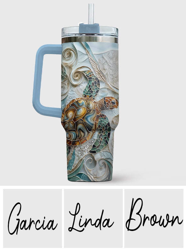 Love Turtles - Personalized Turtle Tumbler With Handle
