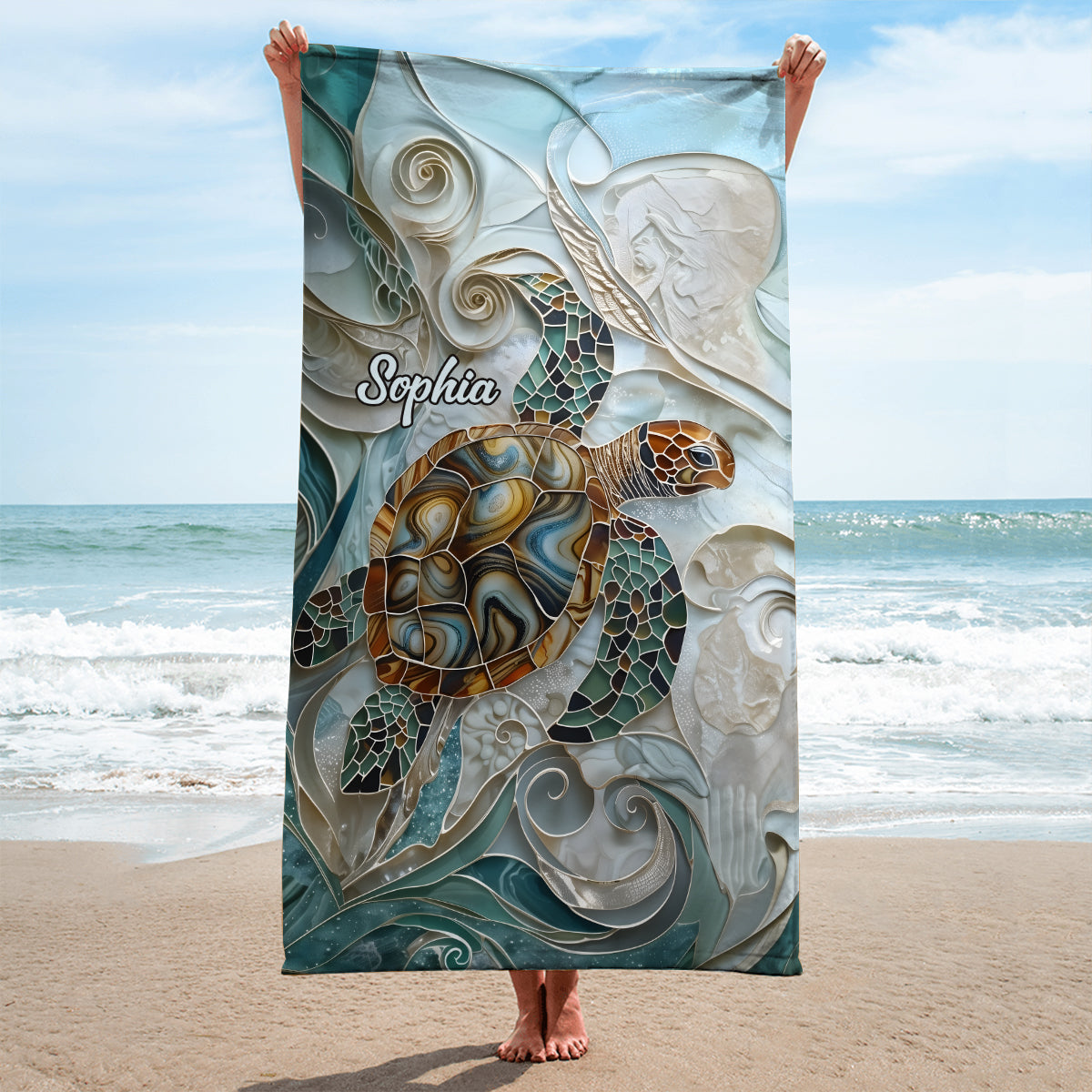 Sea Turtle - Personalized Turtle Quick-dry Beach Towel/ Bath Towel