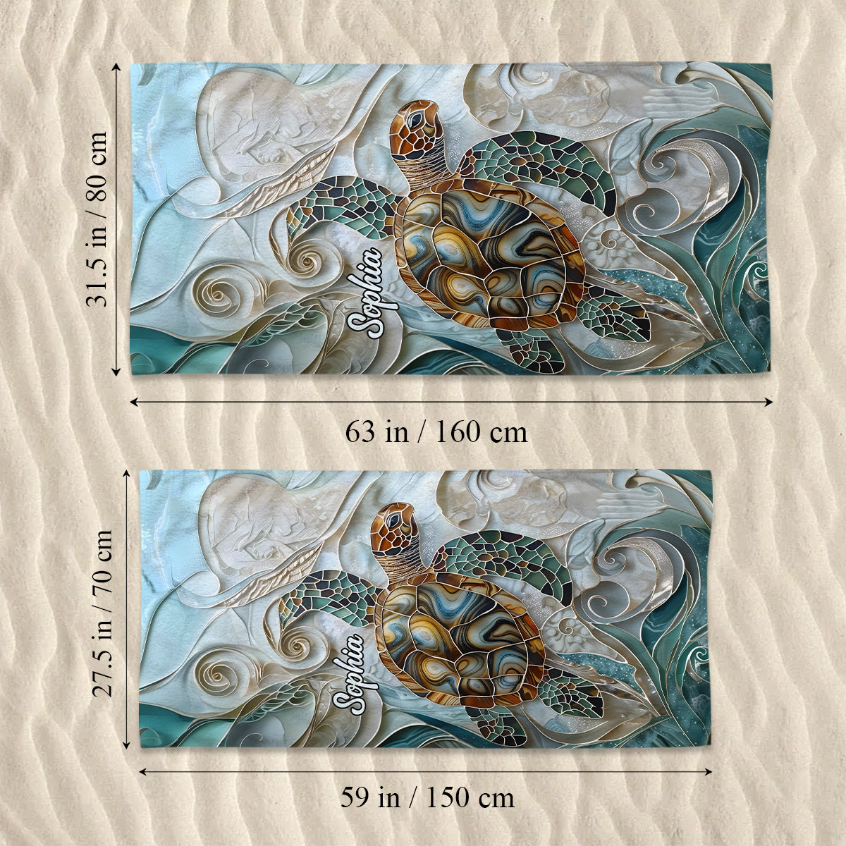 Sea Turtle - Personalized Turtle Quick-dry Beach Towel/ Bath Towel