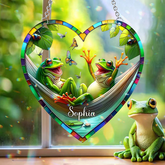 Love Frogs - Personalized Frog Window Hanging Suncatcher Ornament