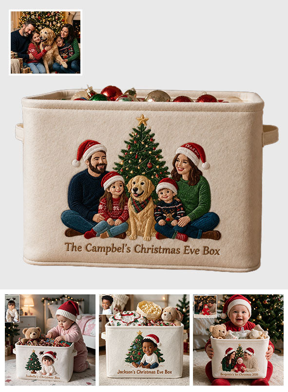 Christmas Eve Box - Personalized Kid Rectangle Storage Basket