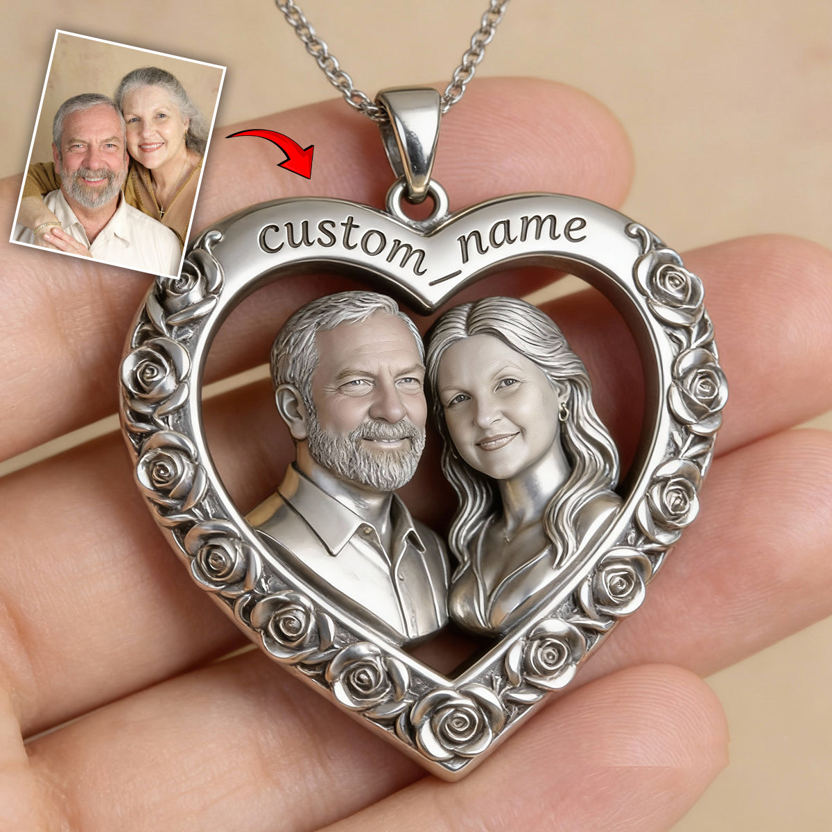 I Love You - Personalized Couple Shaped Acrylic Pendant Necklace