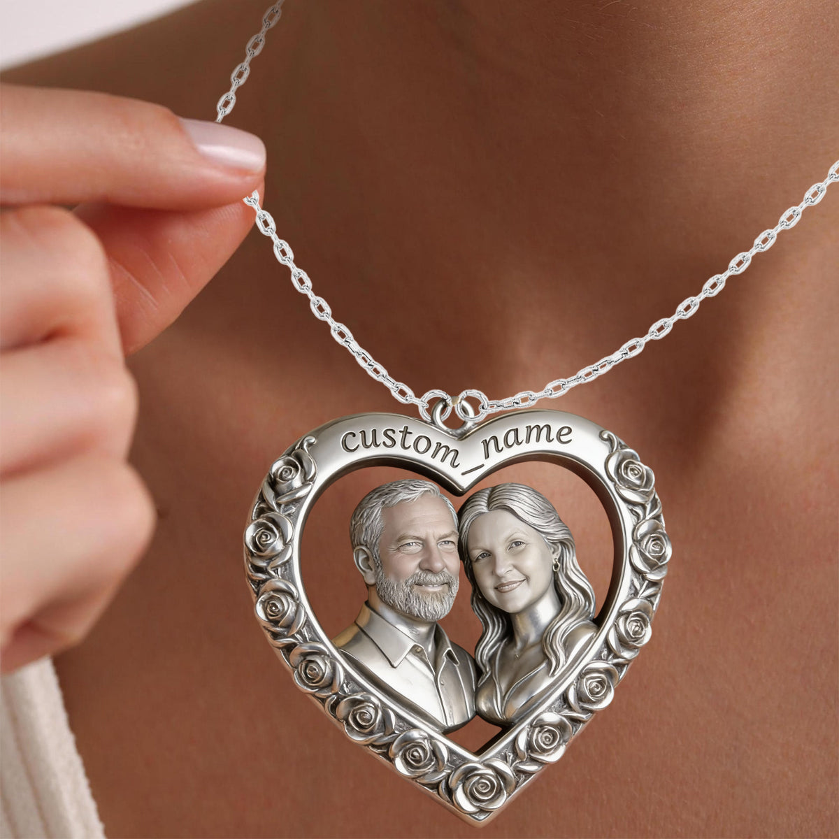 I Love You - Personalized Couple Shaped Acrylic Pendant Necklace