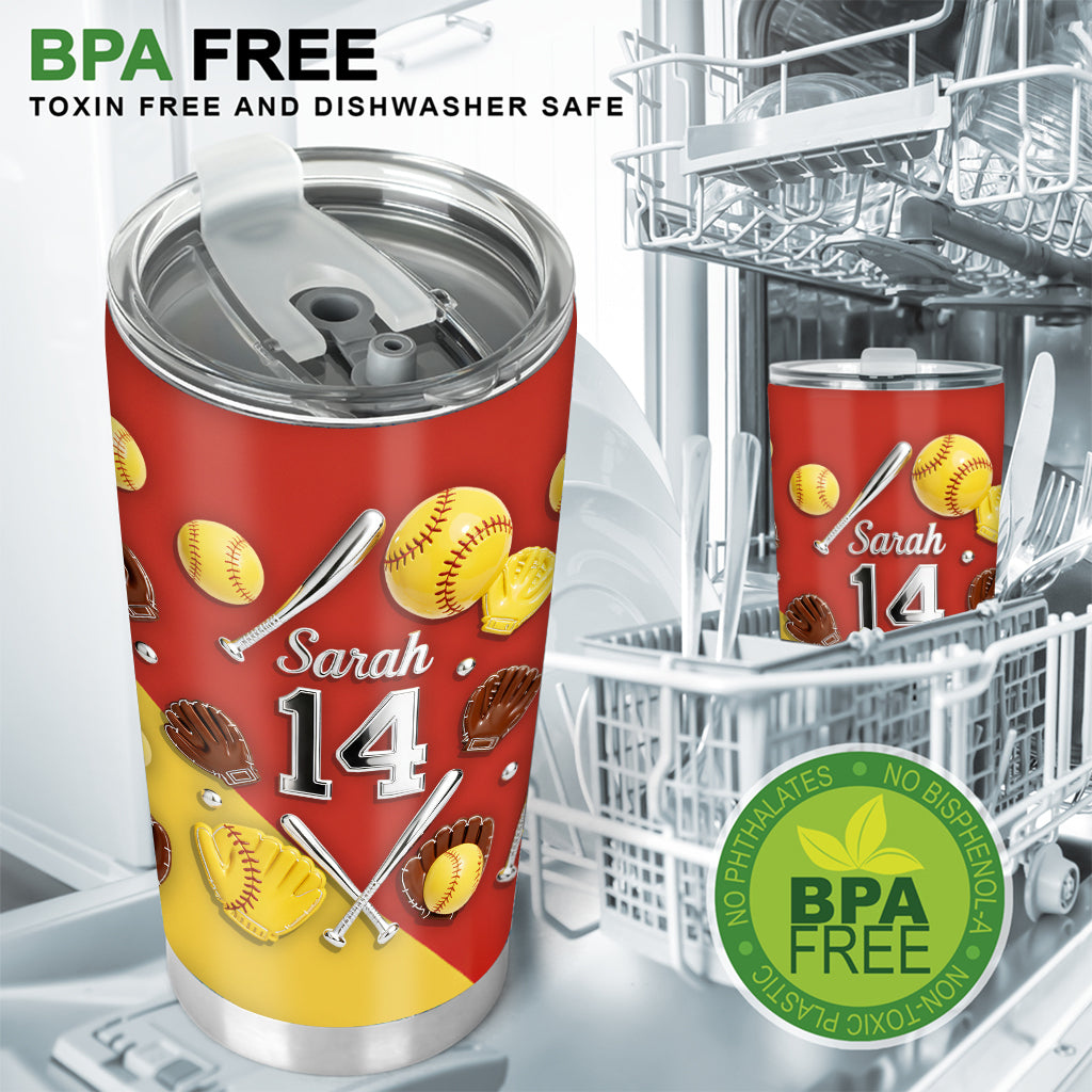 Love Softball - Personalized Softball Tumbler