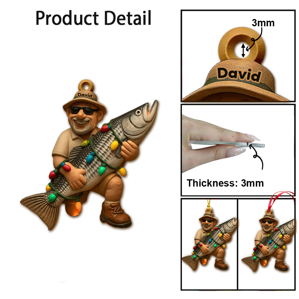 Merry Fishmas - Personalized Fishing Transparent Ornament