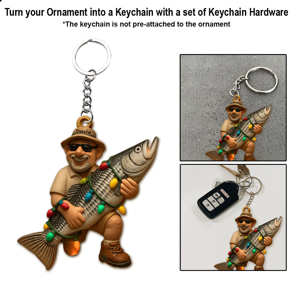 Merry Fishmas - Personalized Fishing Transparent Ornament