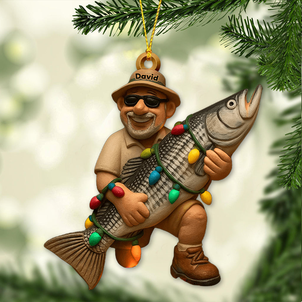 Merry Fishmas - Personalized Fishing Transparent Ornament