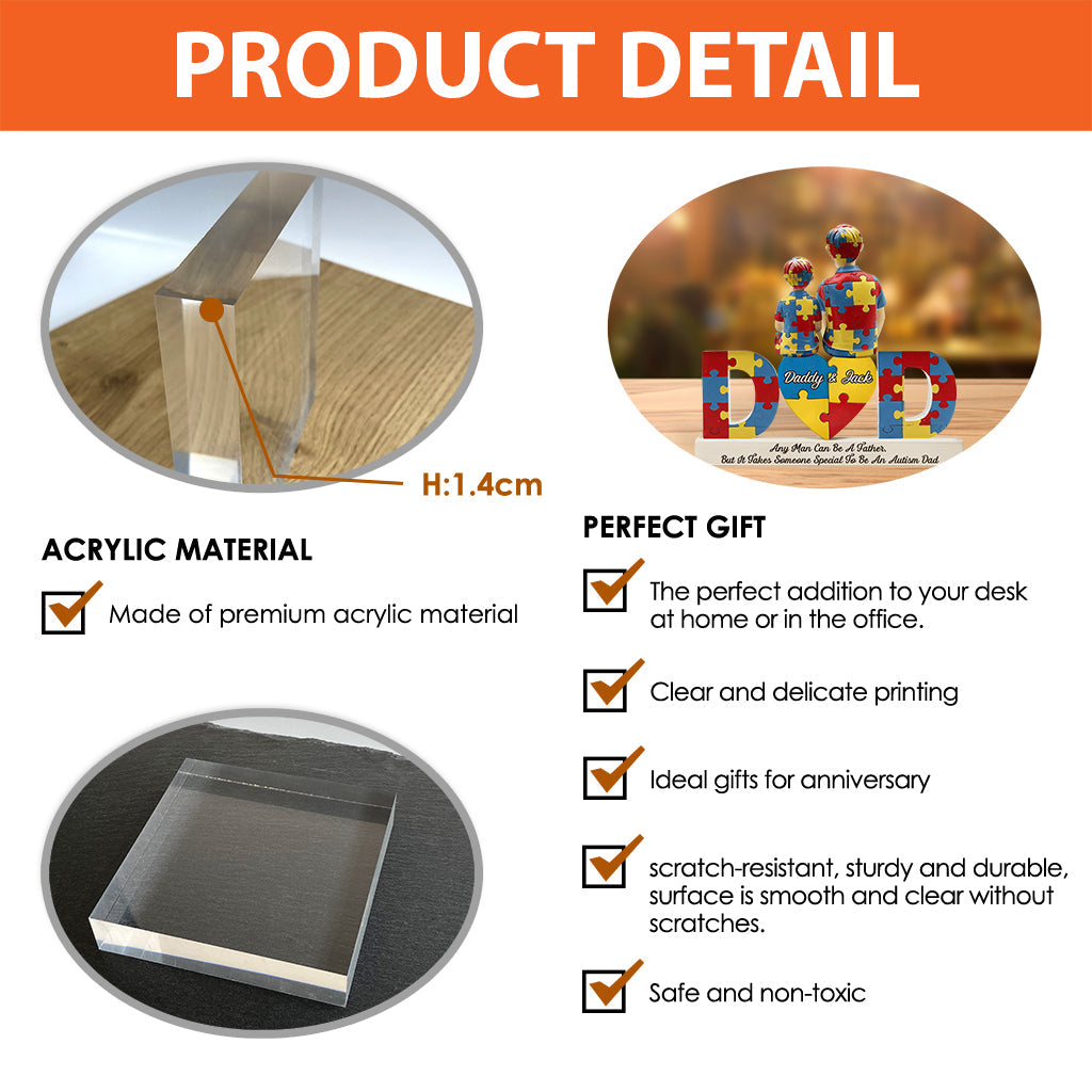 Austism Dad - Personalized Autism Awareness Custom Shaped Acrylic Plaque