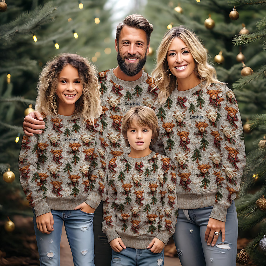 Love Highland Cow - Personalized Highland Cow Ugly Sweater