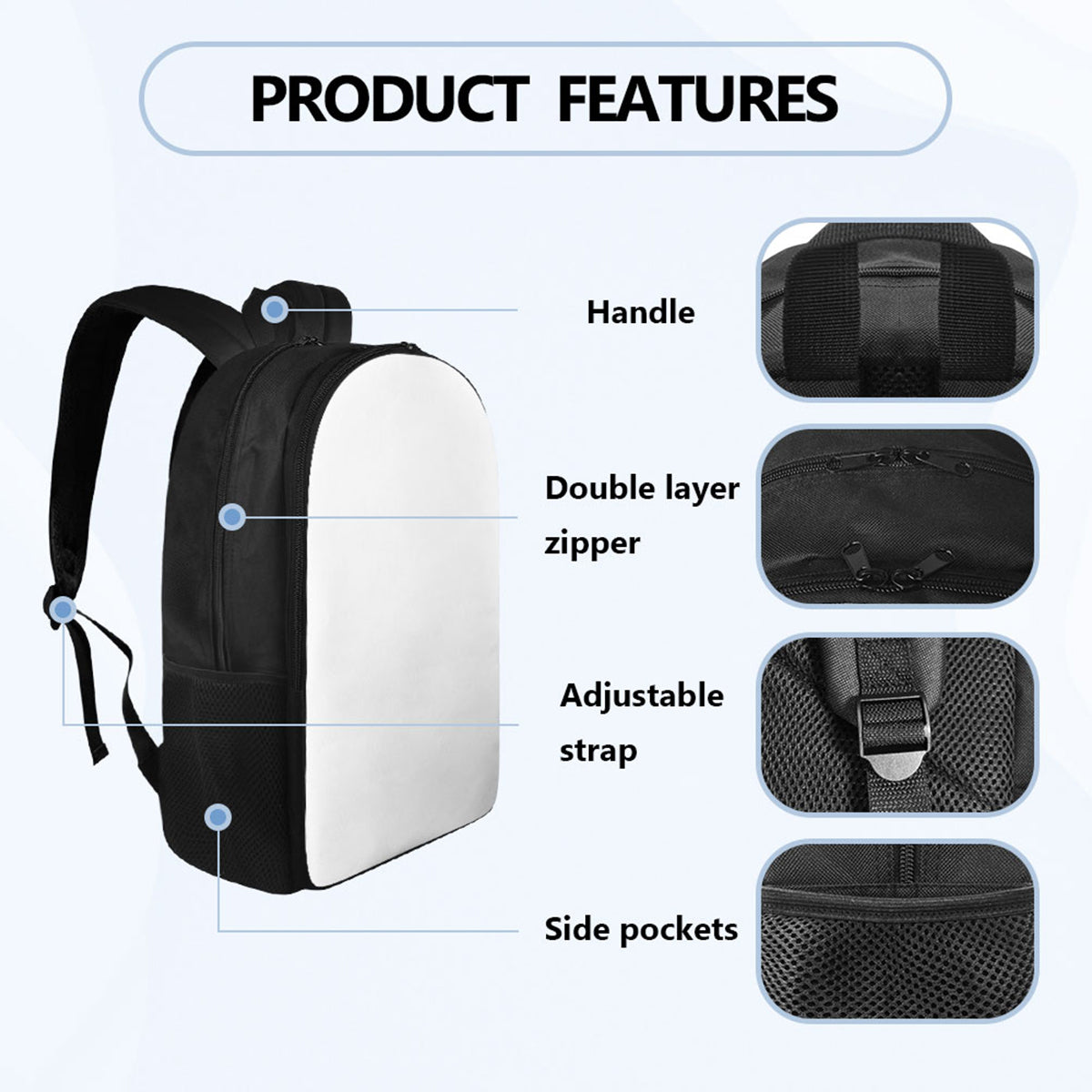 Cool Black Skull - Personalized Skull Multifunctional Backpack