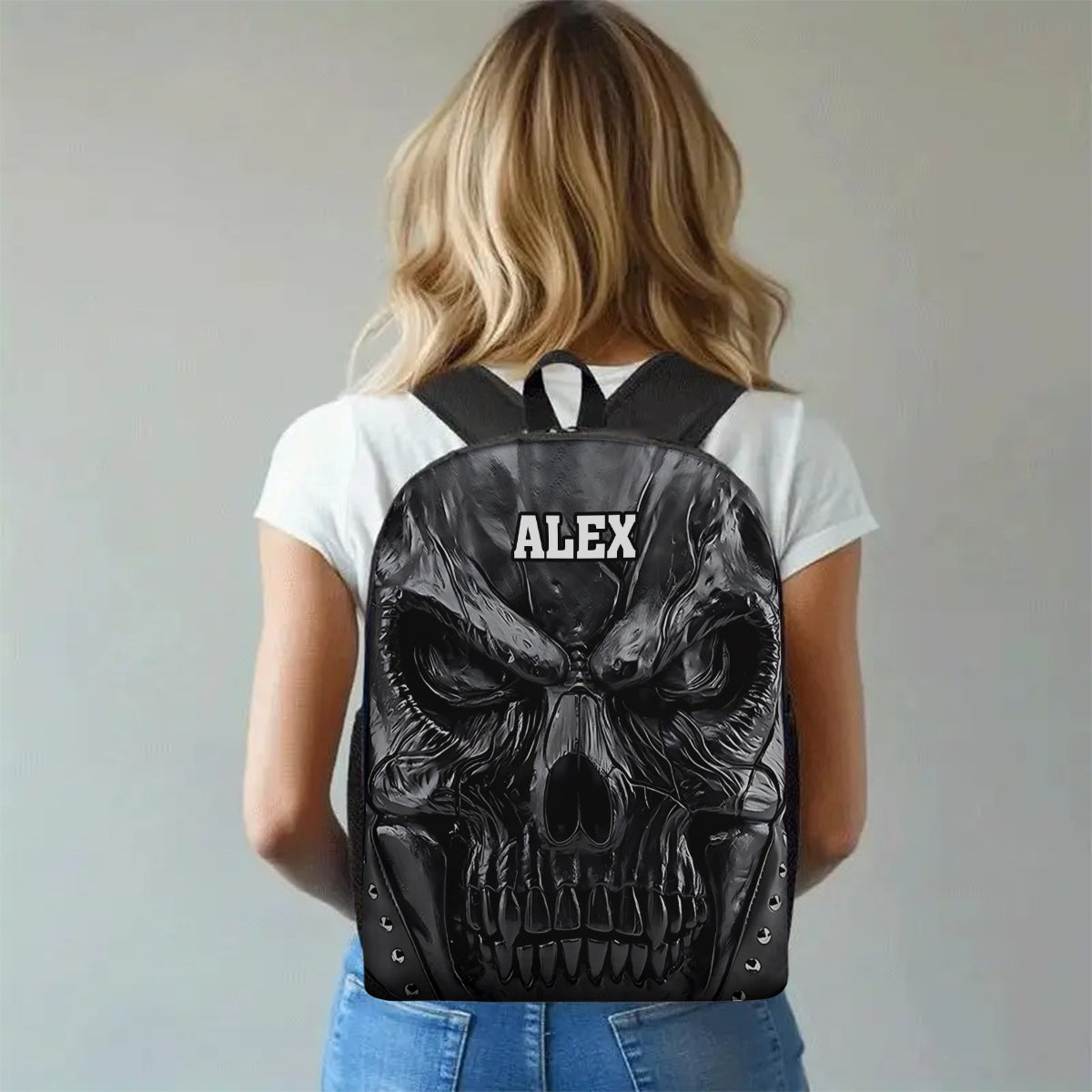 Cool Black Skull - Personalized Skull Multifunctional Backpack