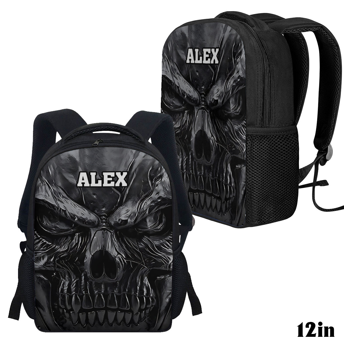 Cool Black Skull - Personalized Skull Multifunctional Backpack
