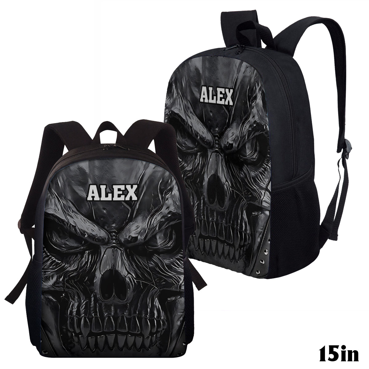 Cool Black Skull - Personalized Skull Multifunctional Backpack
