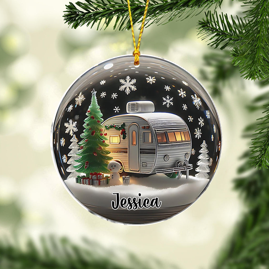 Retro RV Camper Christmas - Personalized Camping Ornament
